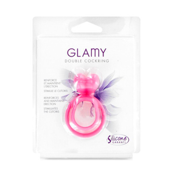 Double cockring rose avec stimulateur de clitoris 